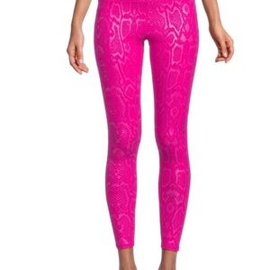 Terez Hot Pink Snake Foil Print Leggings and Bra Set NWT medium